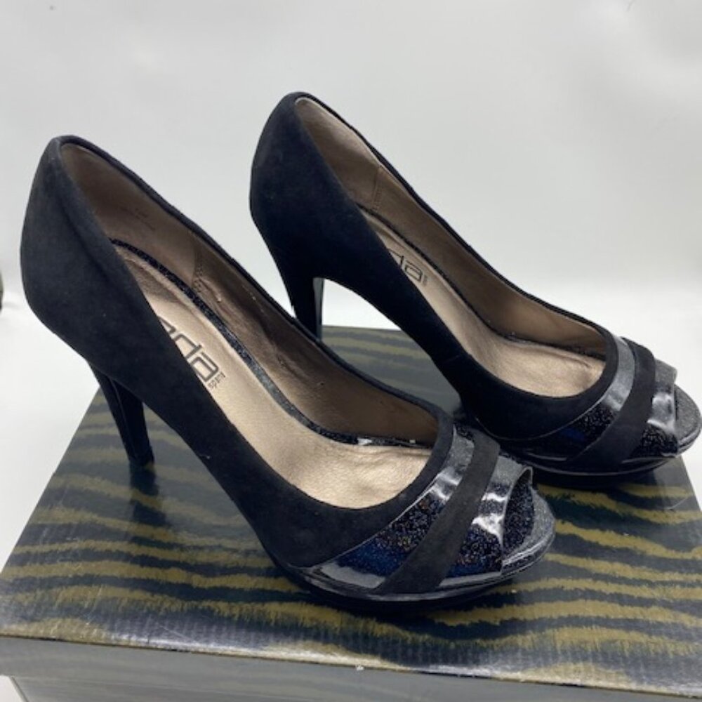 Moda Suede Peep Toe Heels